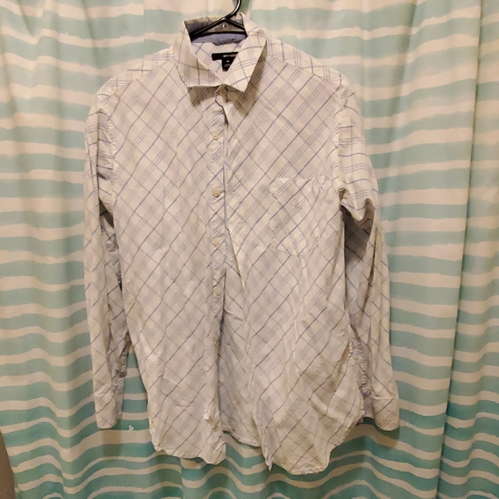 White and blue button down